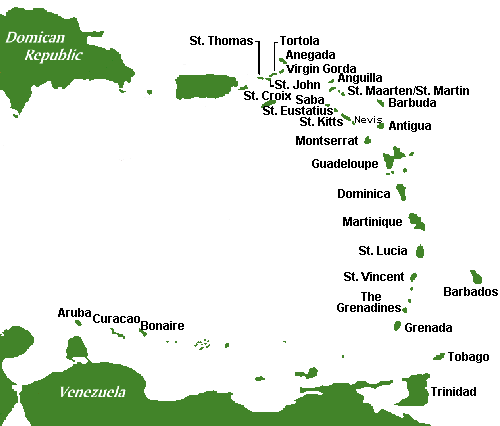 the caribbean map